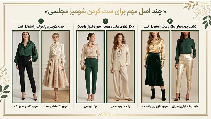 چند اصل مهم برای برای ست کردن شومیز مجلسی