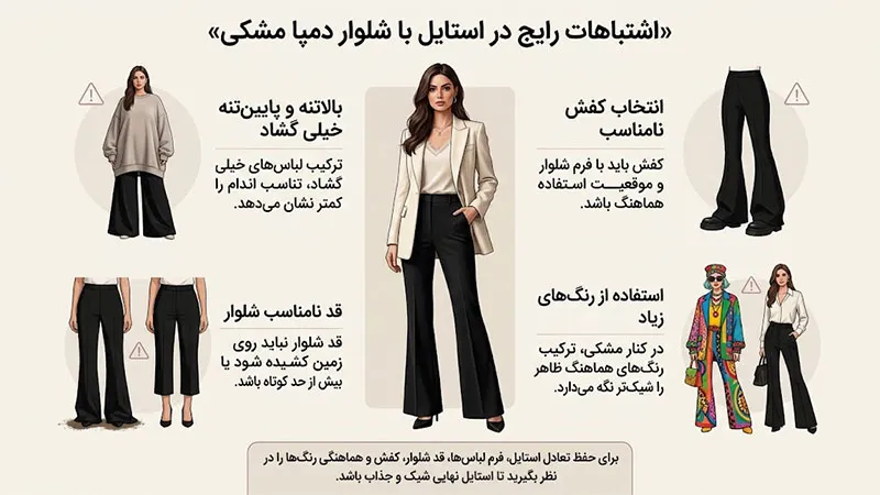 چه چیزهایی تعادل استایل با شلوار دمپا مشکی را به هم میزند؟