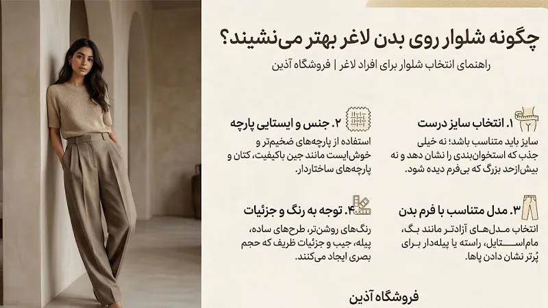چه نکاتی باعث می‌شود شلوار روی بدن لاغر بهتر بنشیند؟