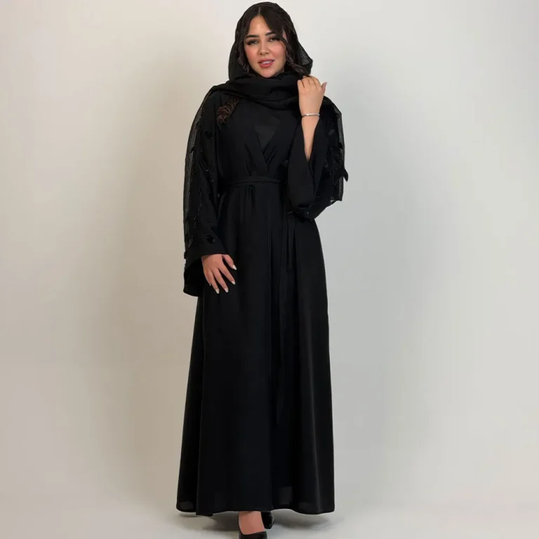 عبا زنانه مجلسی آستین سنگ گل
