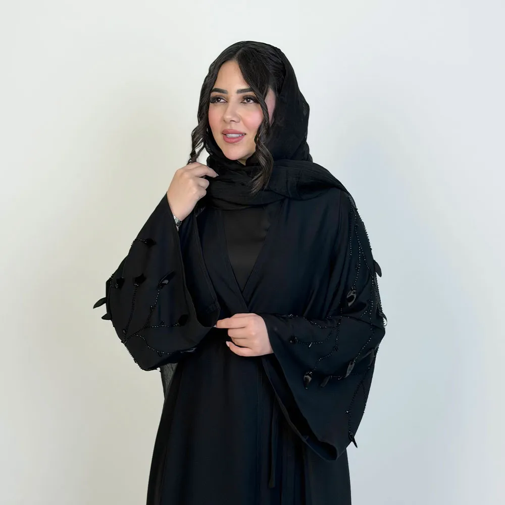 عبا زنانه مجلسی آستین سنگ گل