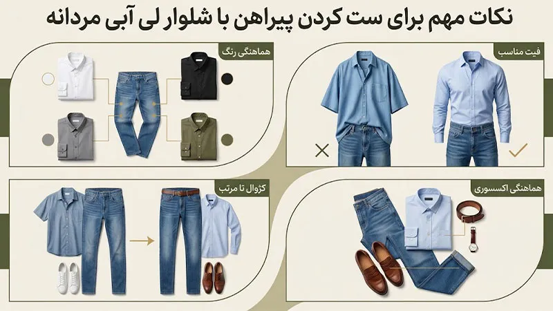 نکات مهم برای ست کردن پیراهن با شلوار لی آبی مردانه
