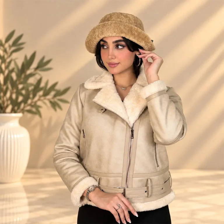 کت بوفالو زنانه یقه انگلیسی خزدار